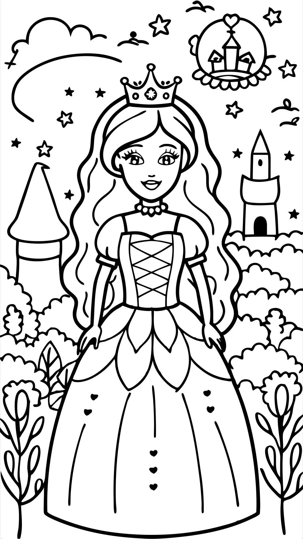 coloring page barbie princess